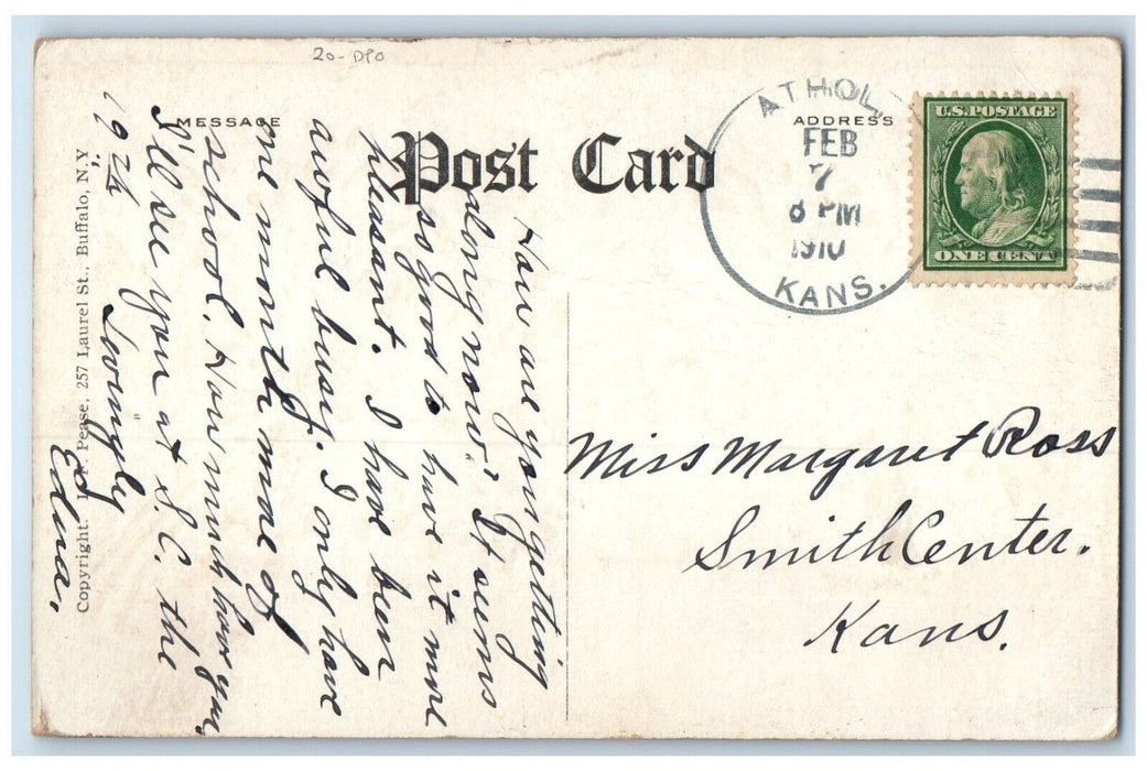 1910 Poem Athol Kansas KS Smith Center Kansas KS Duane Cancel DPO Postcard