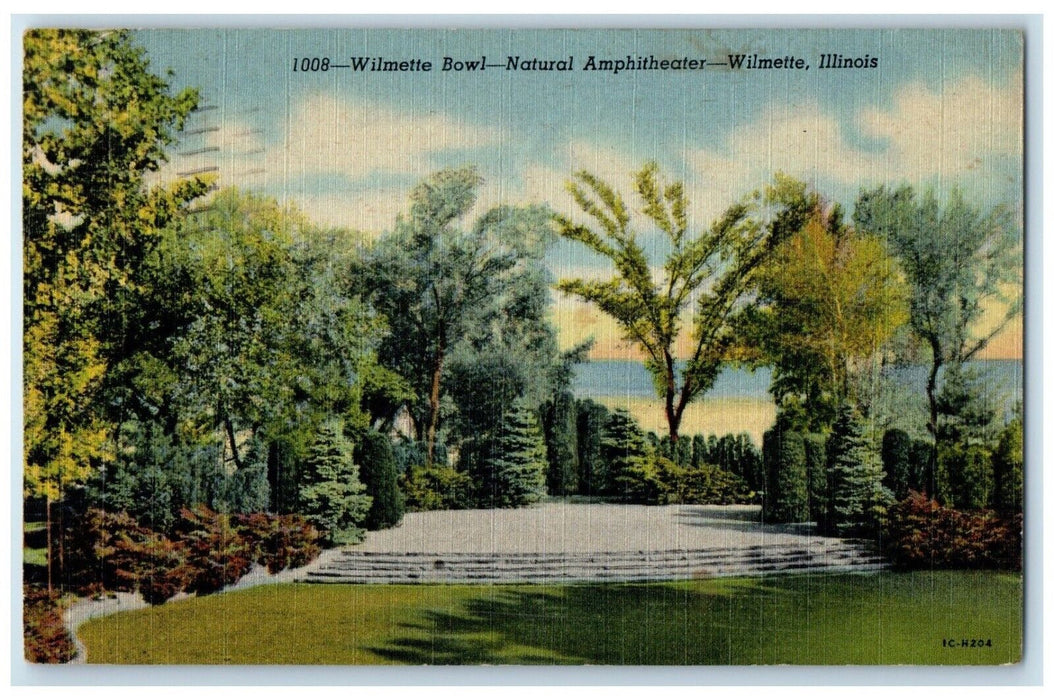 1953 Wilmette Bowl Natural Amphitheater Wilmette Illinois IL Vintage Postcard