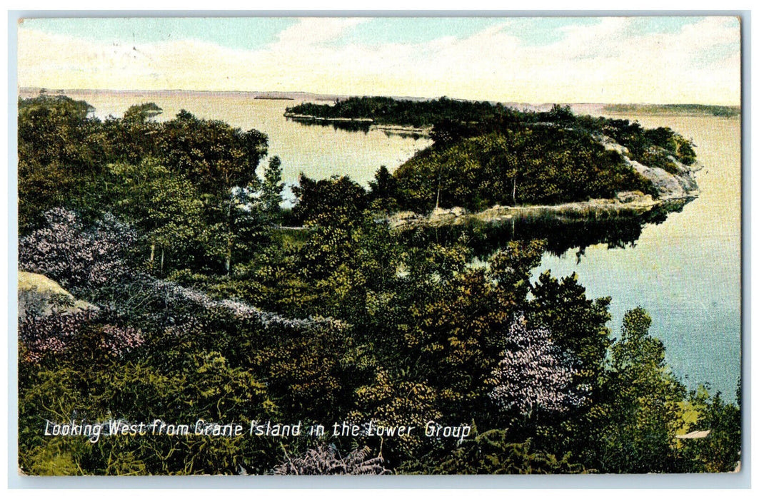 1907 Looking West from Crane Island to the Lower Group Canada RPO Postcard
