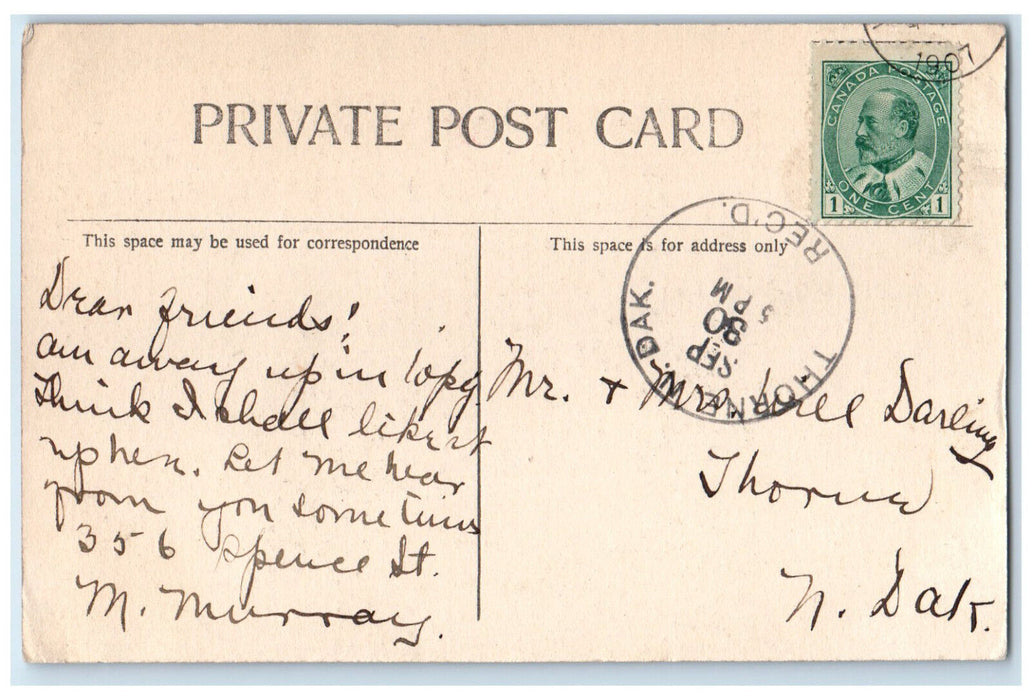 1907 Landtitles Building Winnipeg Manitoba Canada Thorne W Dak Postcard
