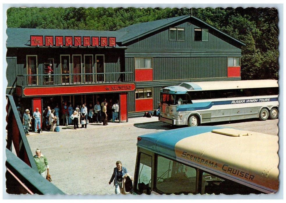 c1950's Klondike Hotel Bussses Skagway Alaska AK Unposted Vintage Postcard