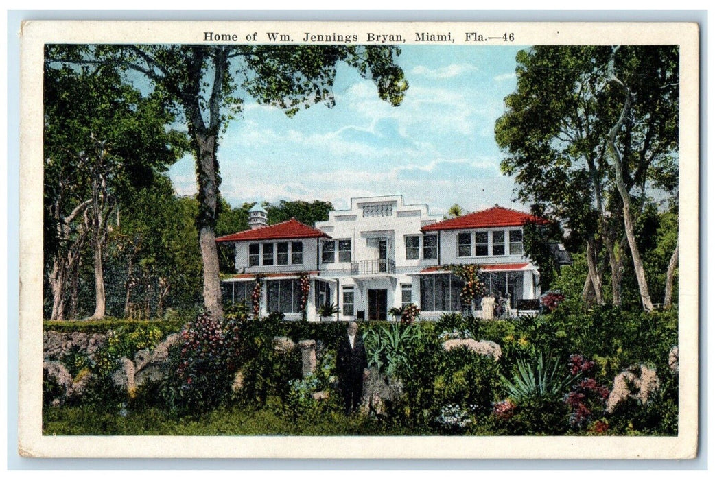 c1910's Home Of WM Jennings Bryan Miami Florida FL Unposted Antique Postcard