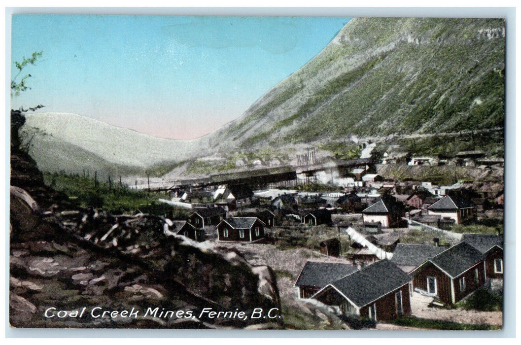 c1910 Coal Creek Mines Fernie British Columbia Canada Unposted Postcard