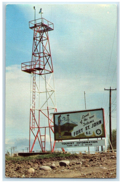 c1950's New Land of Totems Fort St. John British Columbia Canada Postcard
