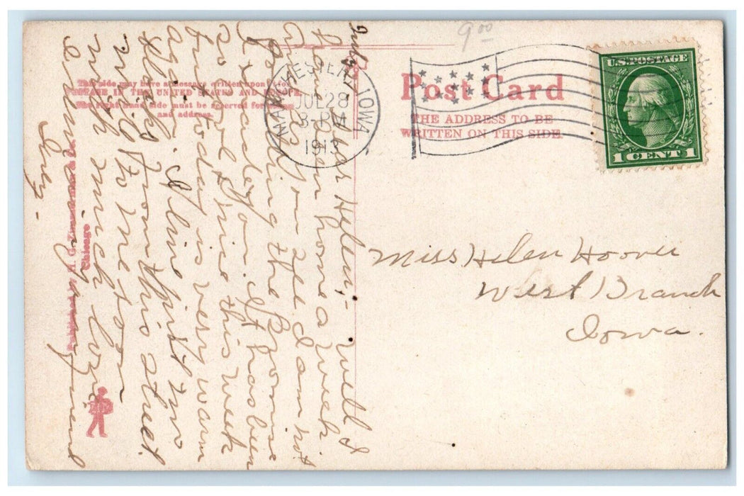 1913 Union Street Looking East Franklin Street Exterior Manchester Iowa Postcard