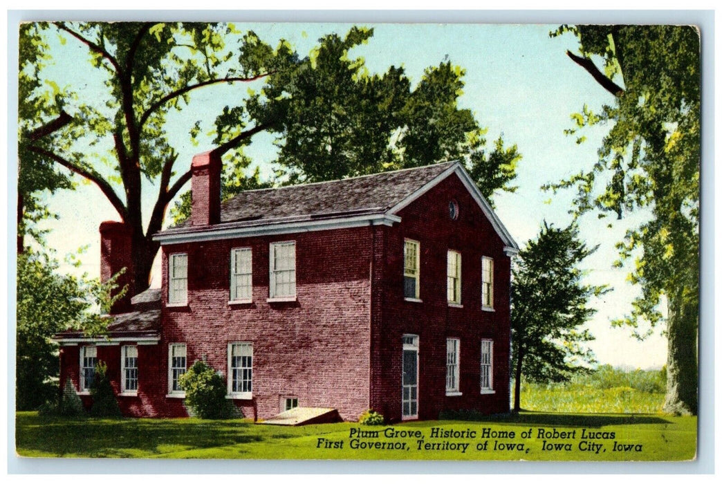 1955 Plum Grove Historic Home Robert Lucas Territory Iowa City Iowa IA Postcard