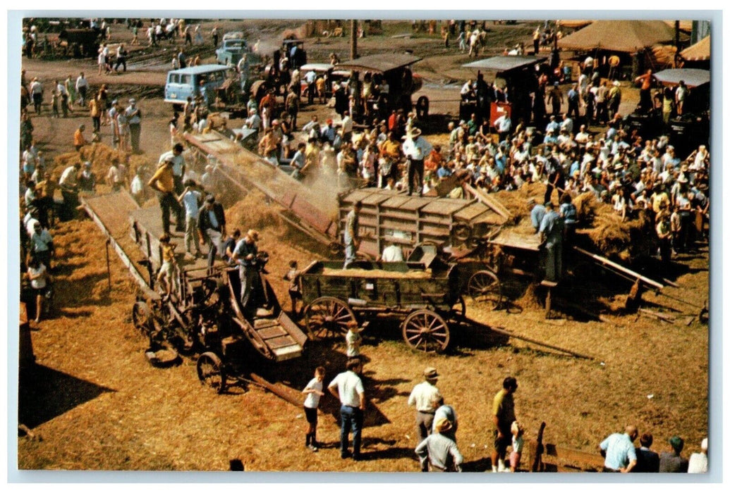 c1960 Midwest Old Settlers Treshers Horse Power Field Mt. Pleasant Iowa Postcard