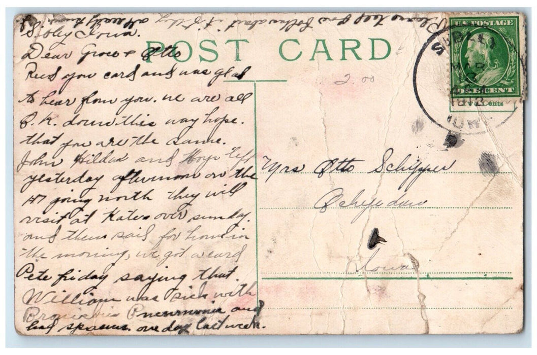 1912 Having A Good Time Lovers Trees Field Sibley Iowa Vintage Antique Postcard