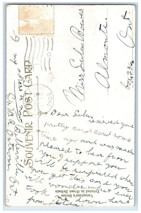 1909 Anthropomorphic Crescent Moon Couple Romance Belleville Ontario Postcard