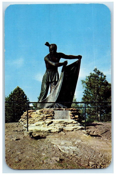 1954 Smoke Signal Pioneer Park Monument Statue Lincoln Nebraska Vintage Postcard