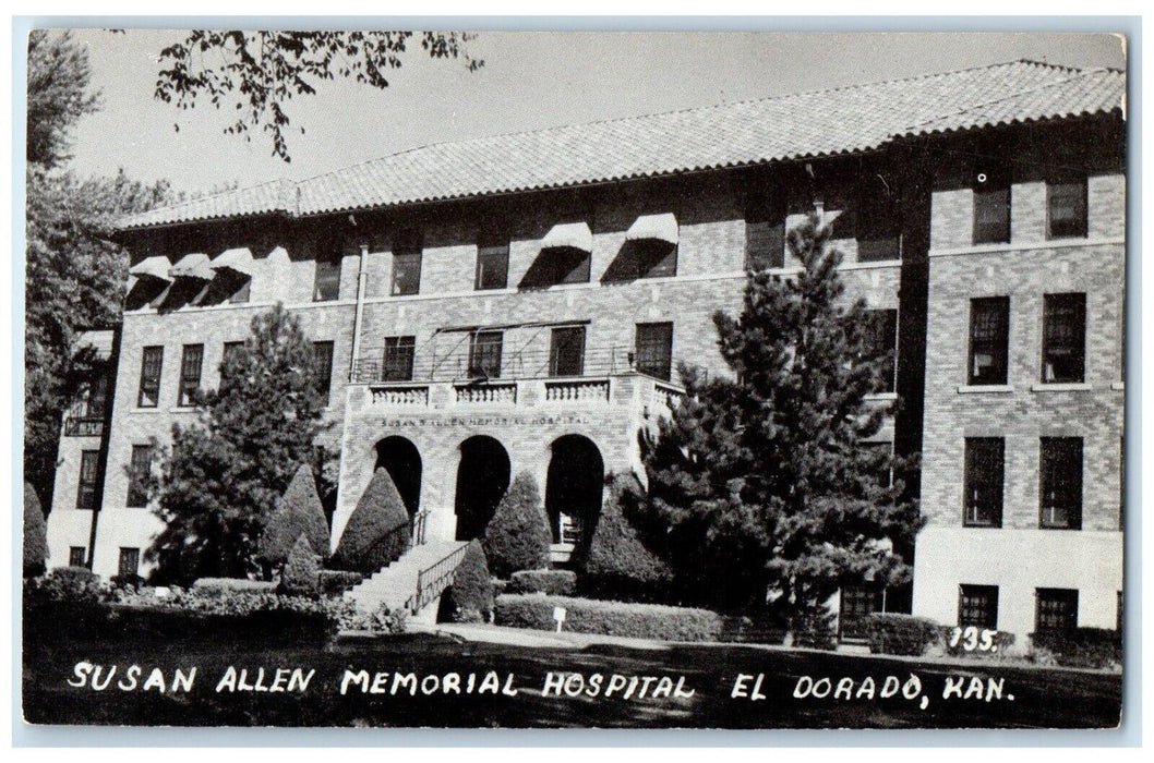 c1940 Front View Susan Allen Memorial Hospital El Dorado Kansas Antique Postcard