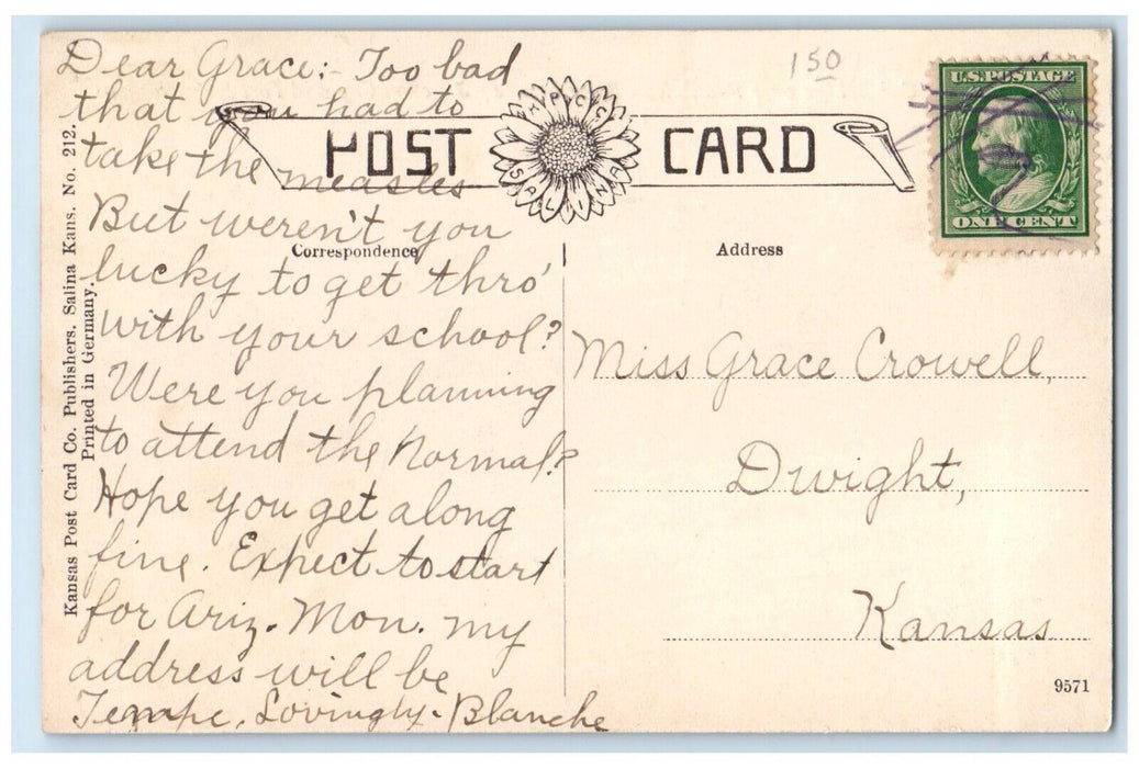 c1910 Electric Street Car Bridge Republican River Junction City Kansas Postcard