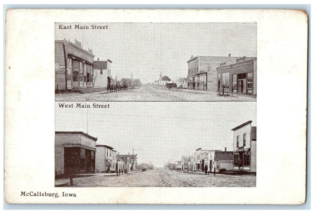 c1910 East West Main Street Multi-View McCallsburg Iowa Antique Vintage Postcard