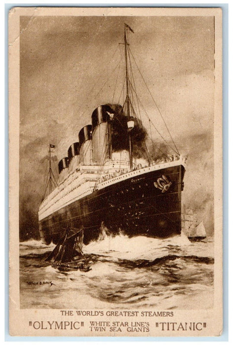 1911 Titanic Olympic Pre-Sinking Advertising White Star Line Steamers Postcard