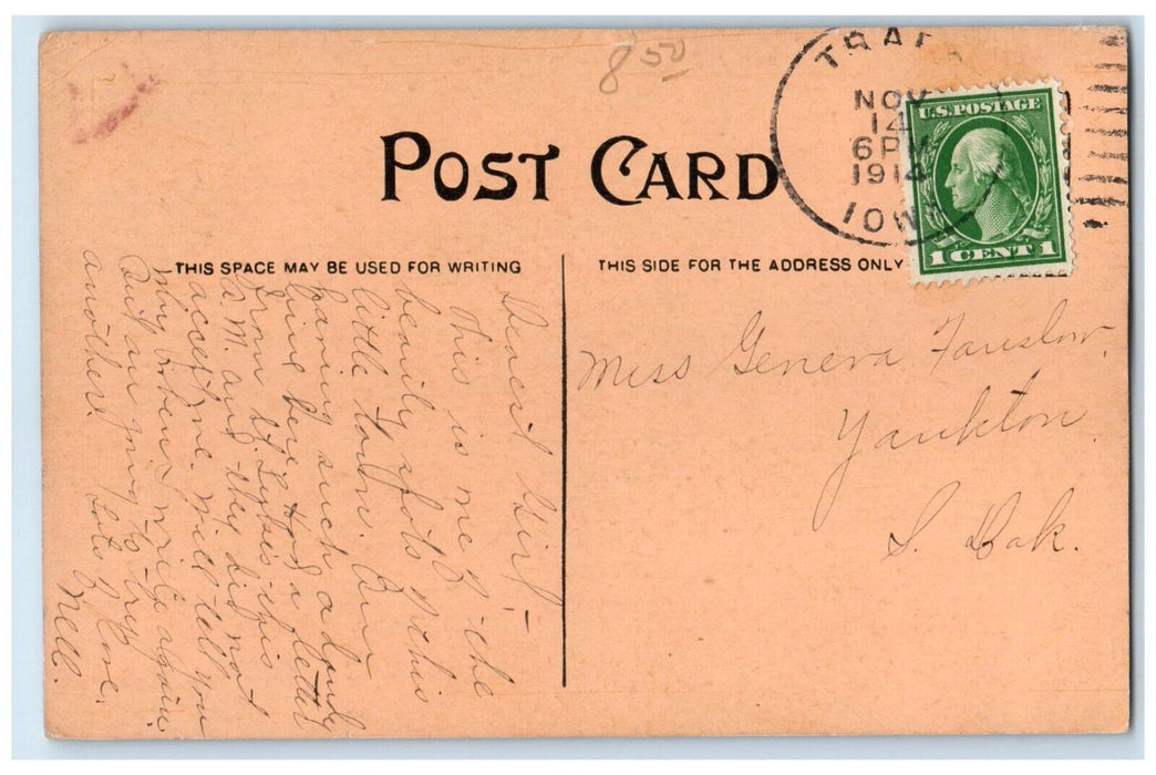 1914 Scene Wolf Creek River Lake Bridge Traer Iowa IA Vintage Antique Postcard