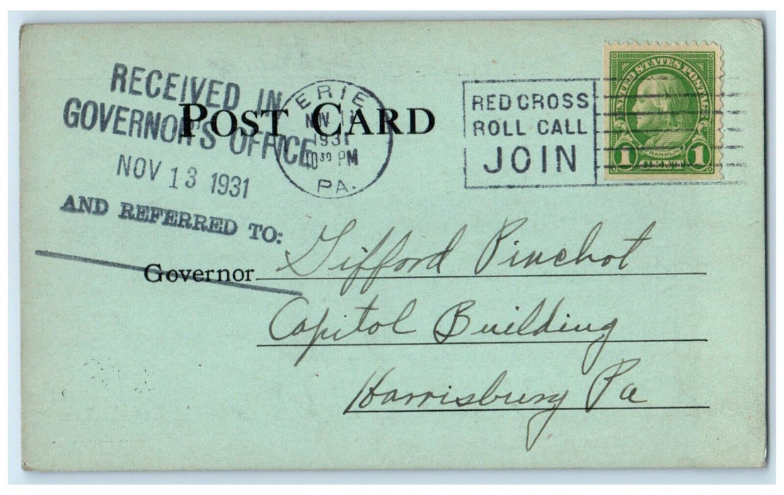 1931 The Farm Journal Wattsburg Pennsylvania PA Vintage Posted Postal Card