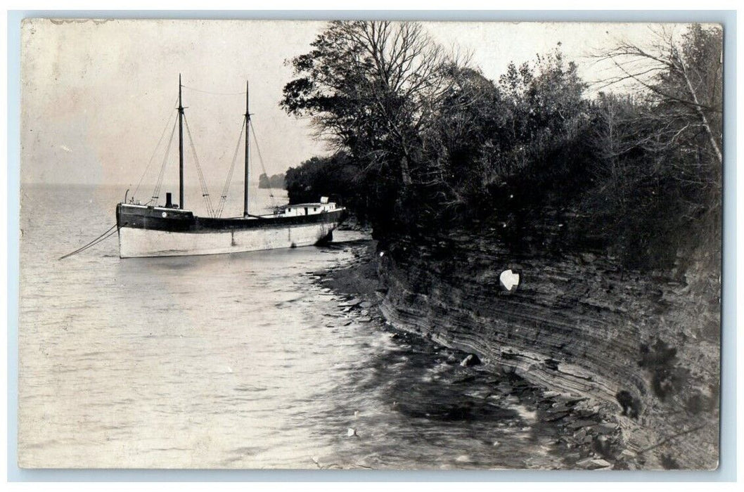 c1910's Ship By The Coast View Ripley New York NY RPPC Photo Unposted Postcard