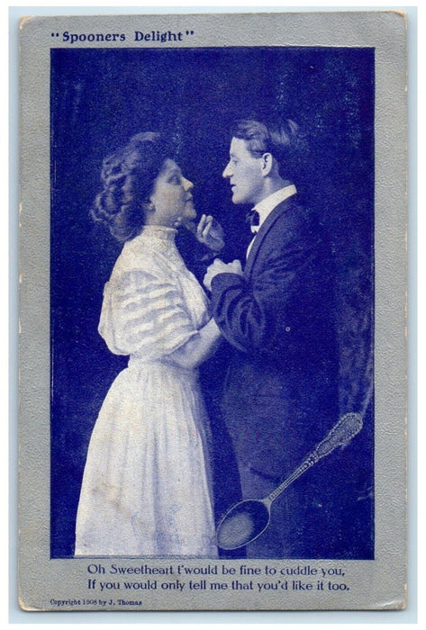 1908 Spooners Delight Couple Romance Higginsville Missouri MO RPO Postcard