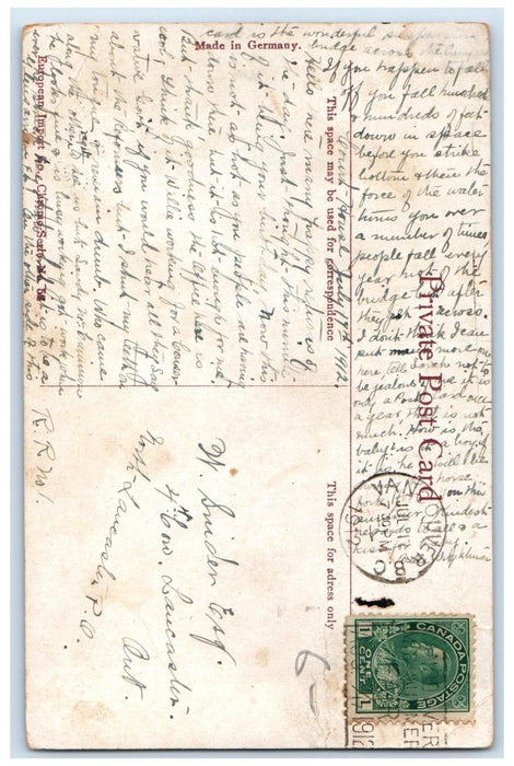 1912 Suspension Bridge 1st Canyon Capilano North Vancouver BC Canada Postcard