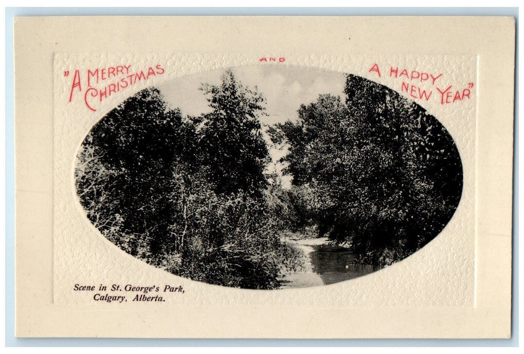 c1910 Christmas New Year St. George's Park Calgary Canada Embossed Postcard