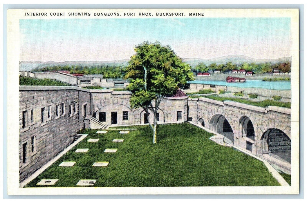 c1930's Interior Court Showing Dungeons Fort Knox Bucksport Maine ME Postcard