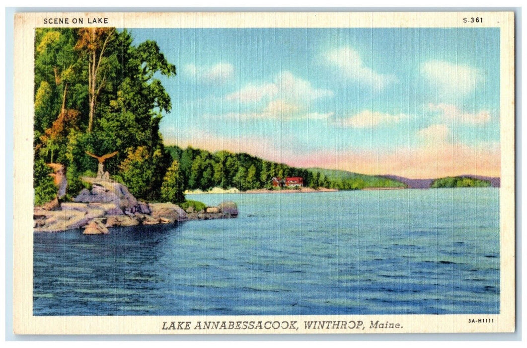 c1930's Lake Maranacook Winthrop Maine ME, House Cottage Scene Vintage  Postcard