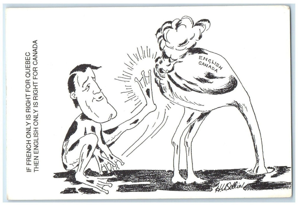 Political English French Languages Debate Canada Vintage Postcard