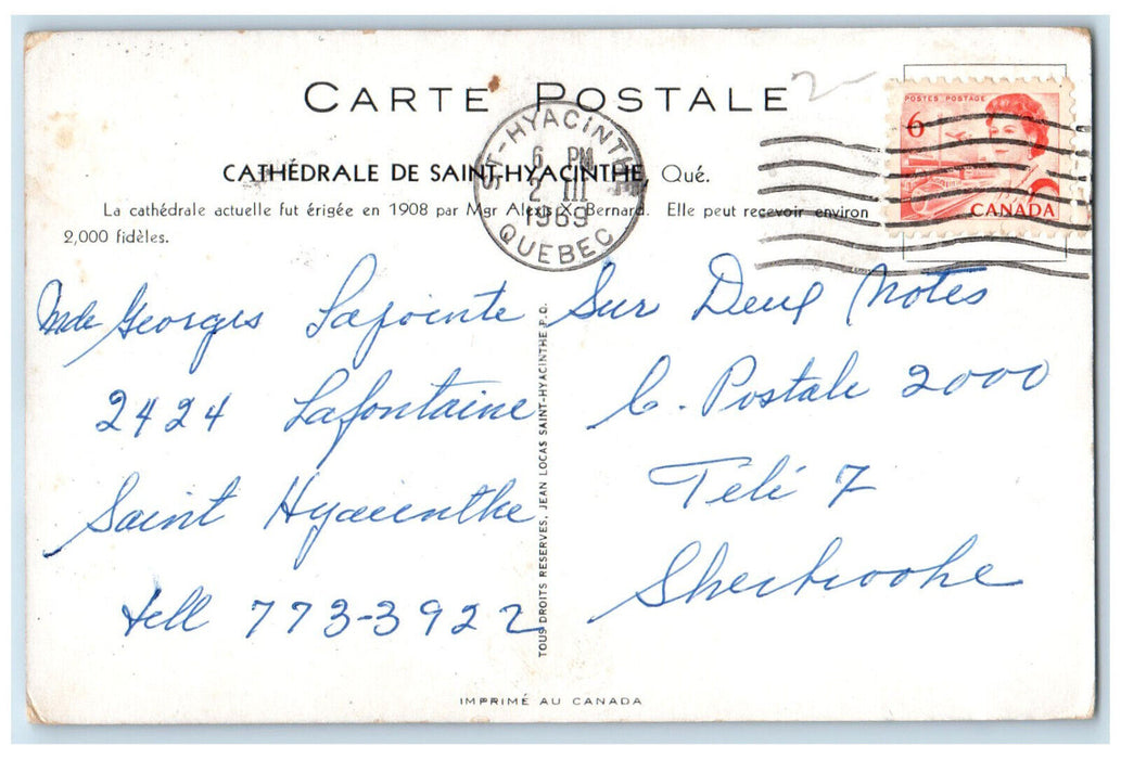 1969 Cathedral Entrance Saint-Hyacinthe Quebec Canada Vintage Postcard