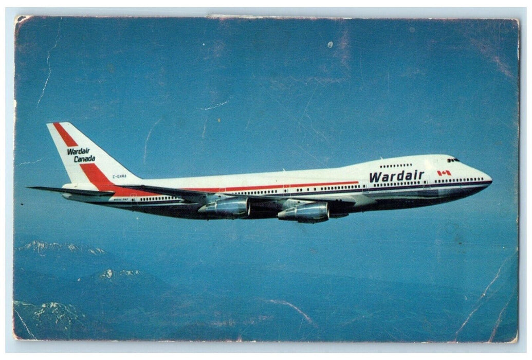 1960 Wardair Canada Boeing 747 Airplane Ottawa Ontario Canada Vintage Postcard