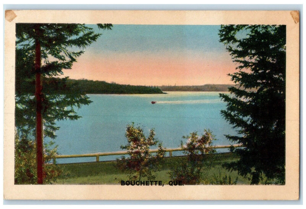 c1940's View of River in Bouchette Quebec Canada Vintage Posted Postcard