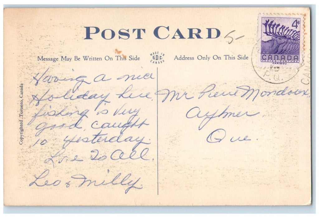 c1940's View of River in Bouchette Quebec Canada Vintage Posted Postcard