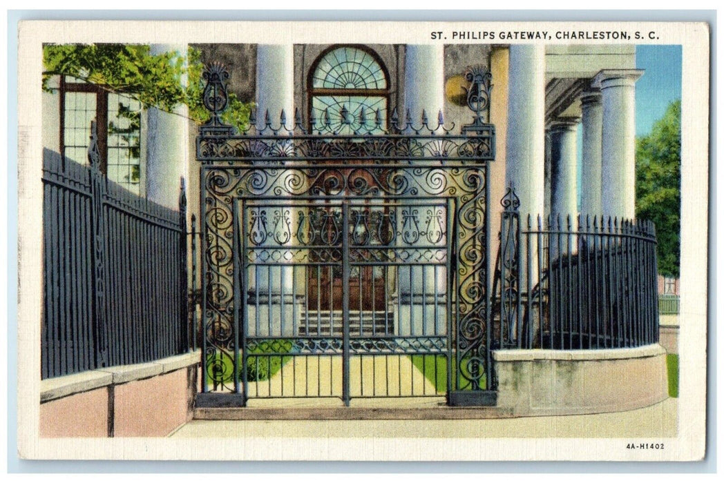 c1940 Entrance St Phillips Gateway Charleston South Carolina SC Vintage Postcard