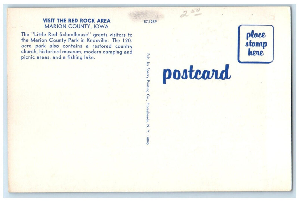 c1960 Visit The Rod Rock Area Little Red Schoolhouse Marion County Iowa Postcard