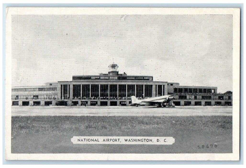 c1940 Panoramic View National Airport Airplane Washington DC Unposted Postcard