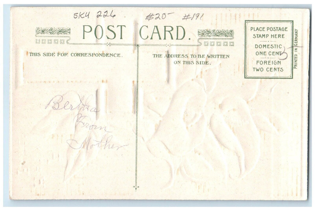 c1910's Easter Holy Cross White Flowers Winsch Back Embossed Antique Postcard