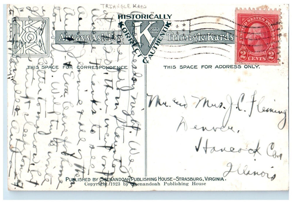 1927 Panorama Shenandoah Valley Massanutten Mountain Woodstock Virginia Postcard