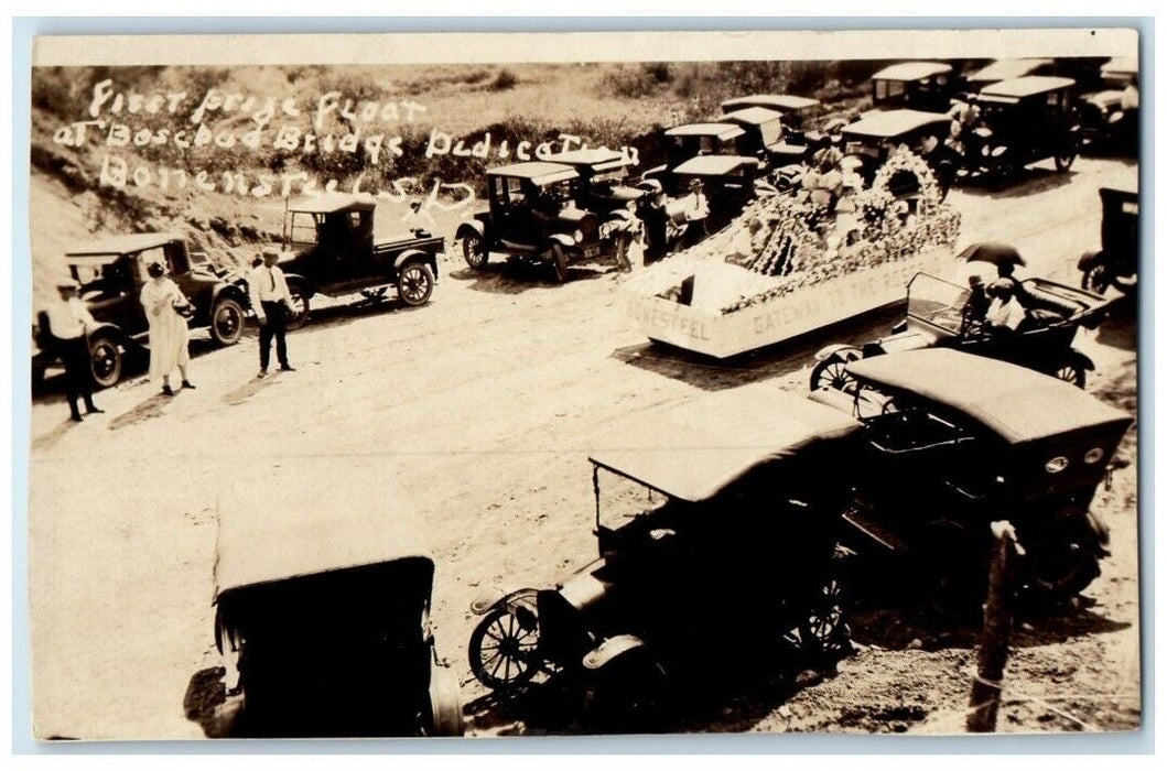 c1918 Parade Float Bridge Dedication Scene Bonesteel SD RPPC Photo Postcard