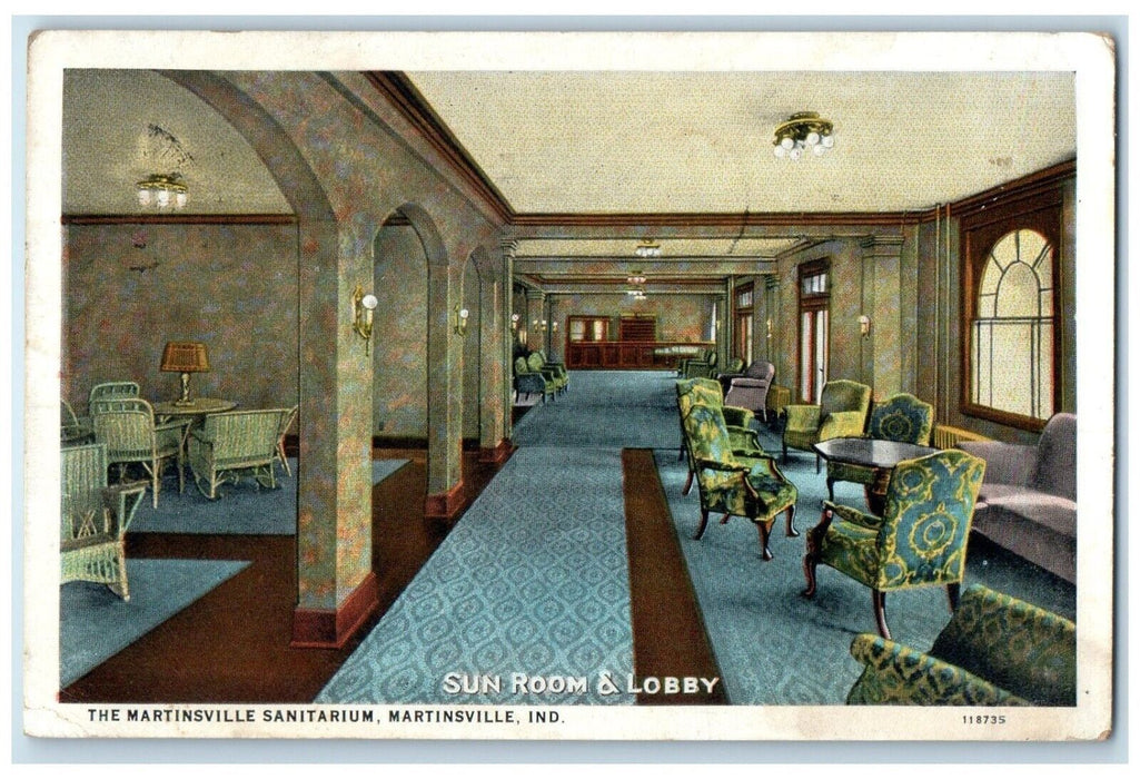 1930 Interior View Martinsville Sanitarium Martinsville Indiana Vintage Postcard