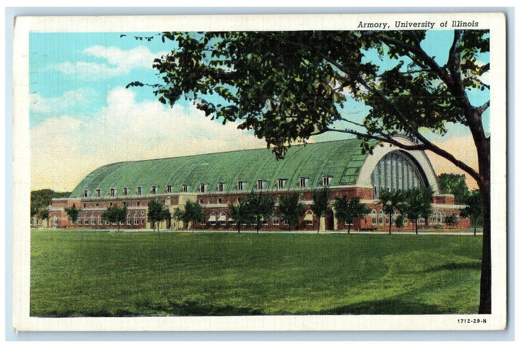 1941 Exterior View Armory University Illinois Building Urbana Illinois Postcard