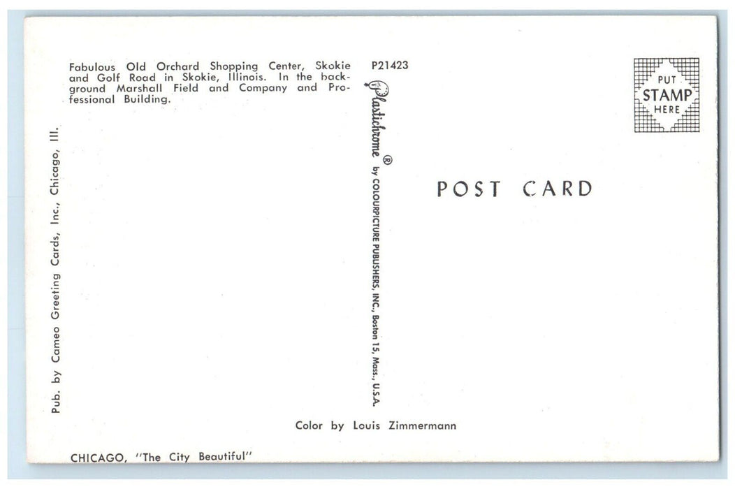 c1960 Fabulous Old Orchard Shopping Center Building Skokie Illinois IL Postcard