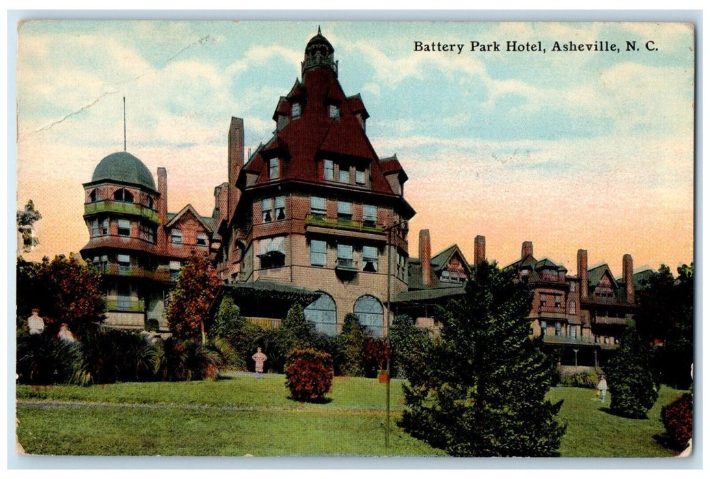 1912 Battery Park Hotel Exterior Building Asheville North Carolina NC Postcard