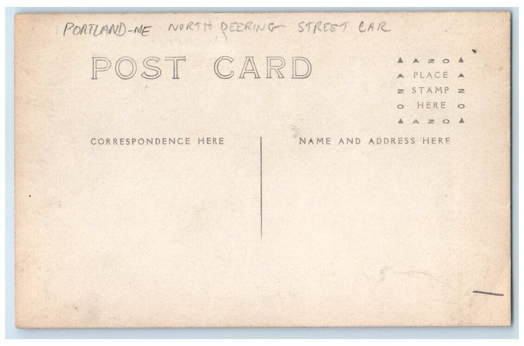 c1910s North Deering Street Car Trolley Children Portland ME RPPC Photo Postcard