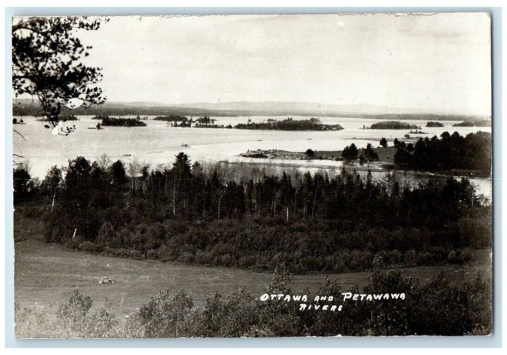 c1930's Birds Eye View Of Ottawa And Petawawa Rivers Canada RPPC Photo Postcard