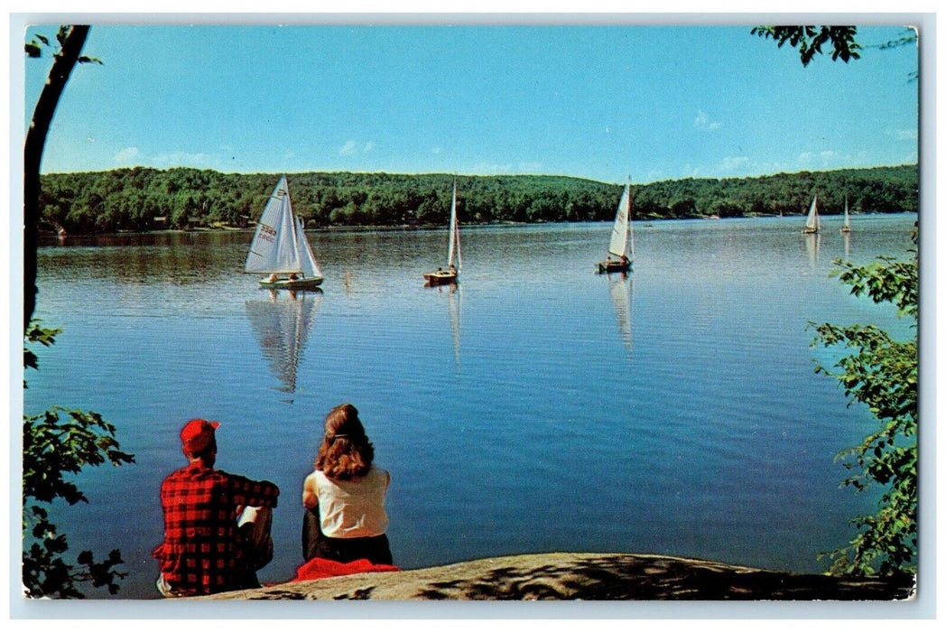c1960's Sailing on Blue Waters Souvenir Aylmer Quebec Canada Postcard