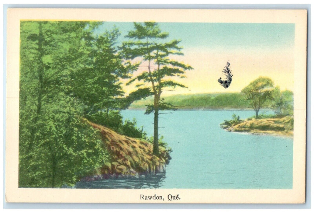 c1950's River Trees Scene Rawdon Quebec Canada Vintage Unposted Postcard