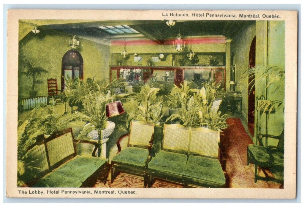 c1950's The Lobby Hotel Pennsylvania Montreal Quebec Canada Postcard