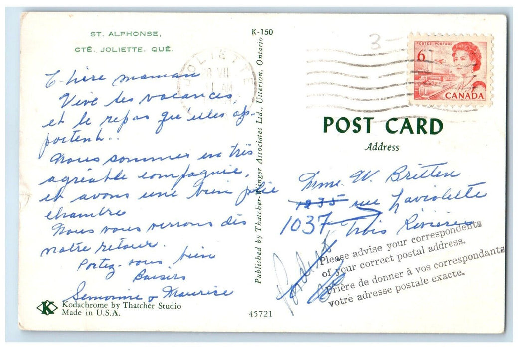 c1960's St. Alphonse Cte. Joliette Quebec Canada Posted Vintage Postcard