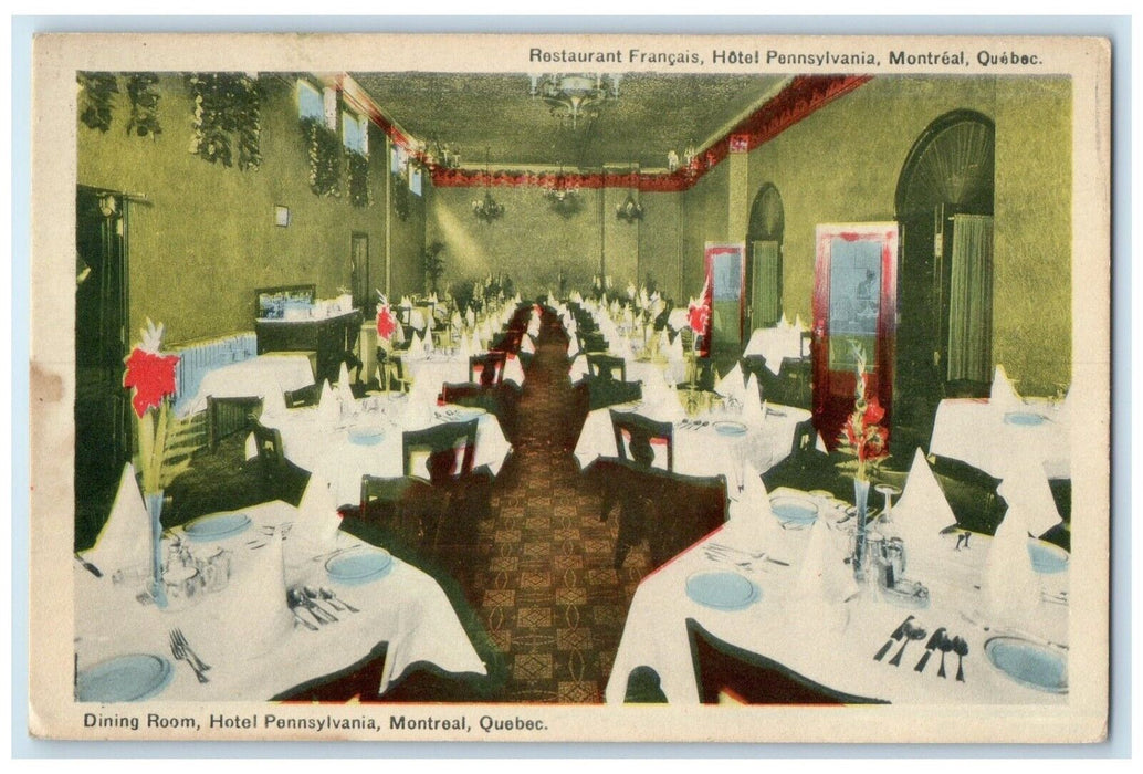 c1940's Restaurant Francais Hotel Pennsylvania Montreal Quebec Canada Postcard