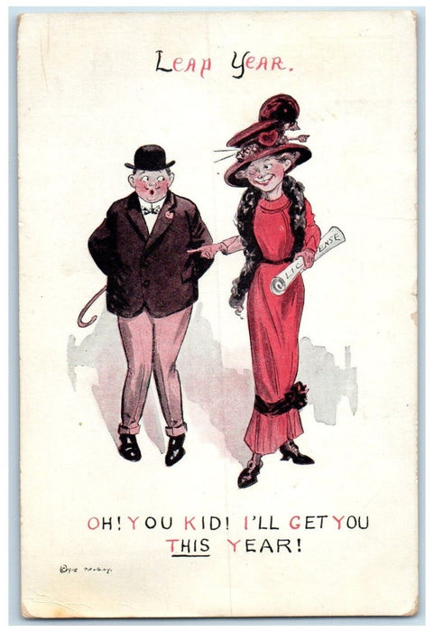 1912 Leap Year Kid I'll Get You This Year Kansas City Missouri MO RPO Postcard