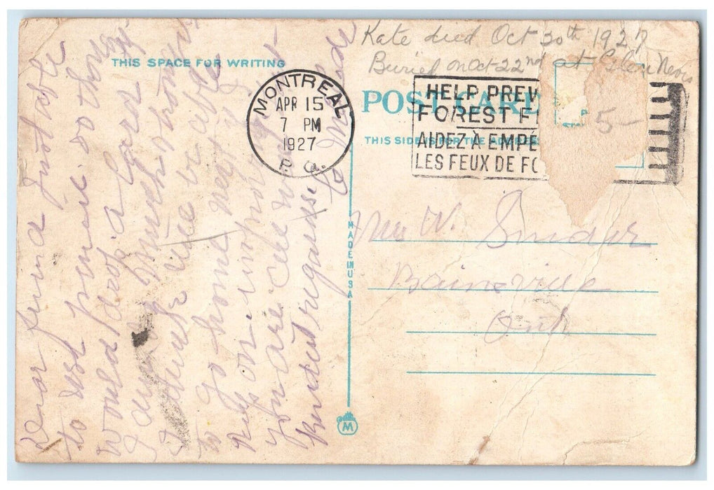 1927 McGill University Montreal Quebec Canada Posted Vintage Postcard